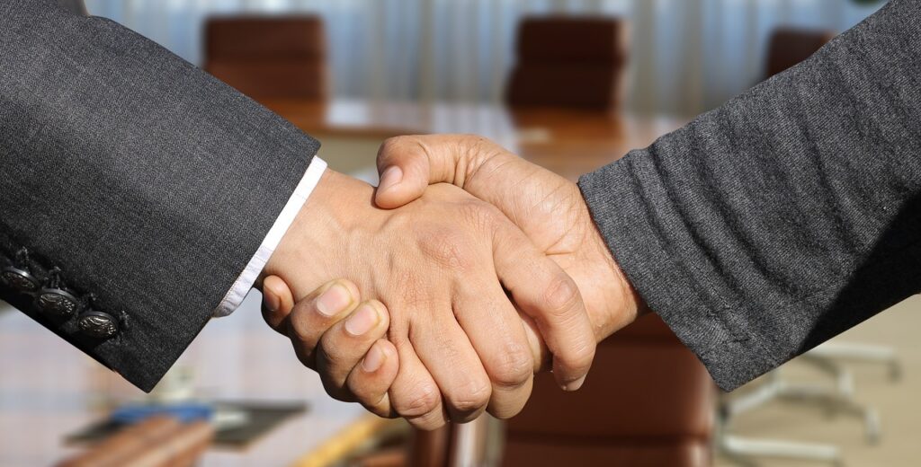 Founder handshake with VC firms decision makers
